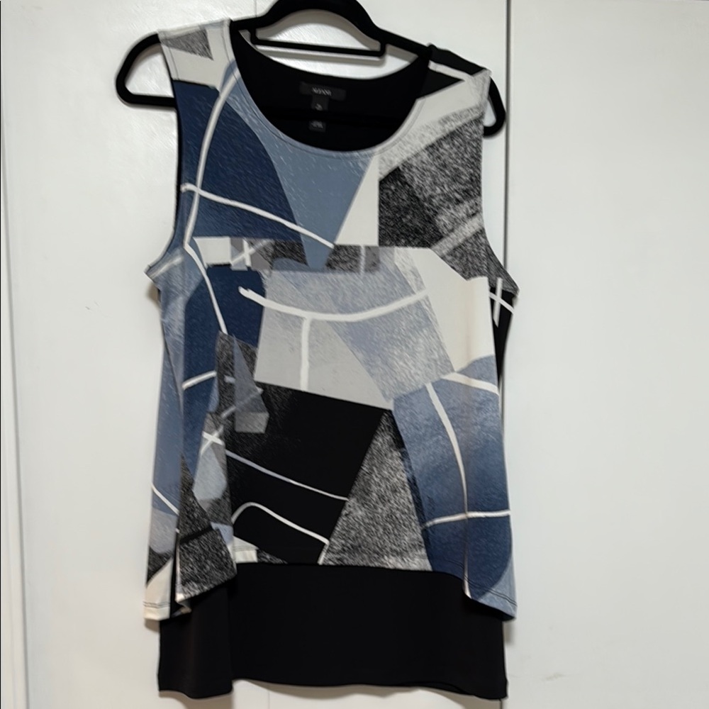 Alfani Women's Geometric Sleeveless Blouse - Blue, Black, White